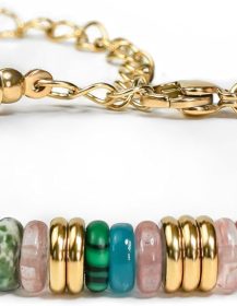 Colorful Gold Bracelets for Women, Stack Bangle Beaded Stone Jewelry Accessories Set for Woman, Trendy Fashion Jewelry Gifts