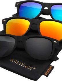 Polarized Sunglasses for Men and Women Matte Finish Sun glasses Color Mirror Lens UV Blocking (3 Pack)