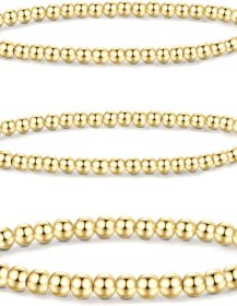 5PCS 14K Gold Plated Bracelets Set for Women Men Adjustable Hypoallergenic Stackable Stretch Bracelet Cuban Chunky Flat Link Chain Beaded Punk Gold Bracelets Jewelry Gifts for Women