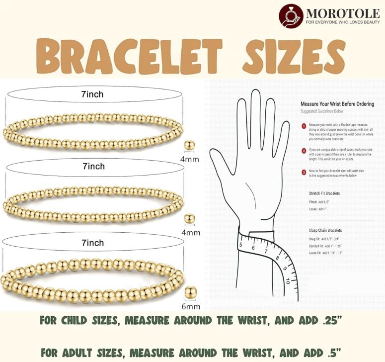 5PCS 14K Gold Plated Bracelets Set for Women Men Adjustable Hypoallergenic Stackable Stretch Bracelet Cuban Chunky Flat Link Chain Beaded Punk Gold Bracelets Jewelry Gifts for Women - Image 2