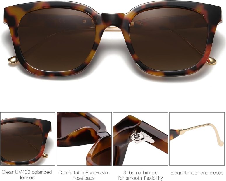 Classic Square Polarized Sunglasses Womens Mens Retro Trendy UV400 Sunnies SJ2050 - Image 2